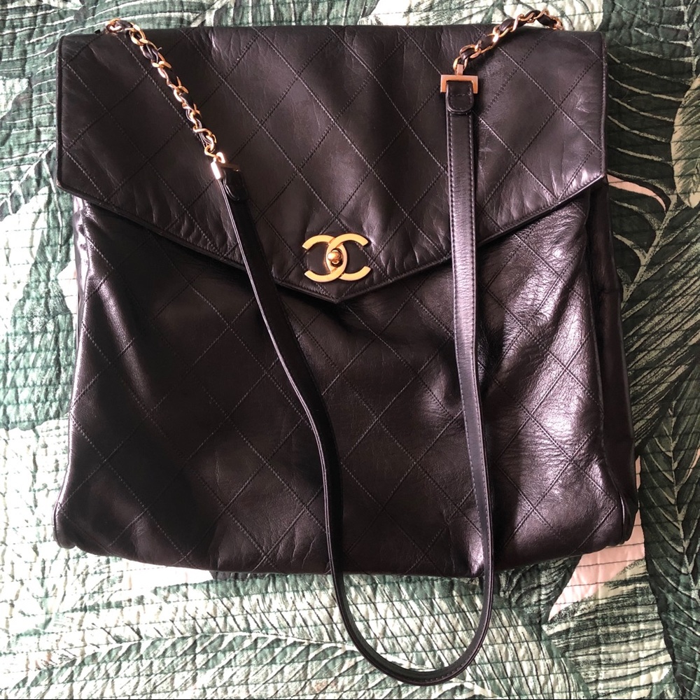 ❌SOLD❌CHANEL Vintage Black Quilted Chain Briefcase
